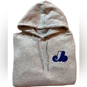 NWT Genuine Merchandise cotton blend sweatshirt hoodie blue logo left size M